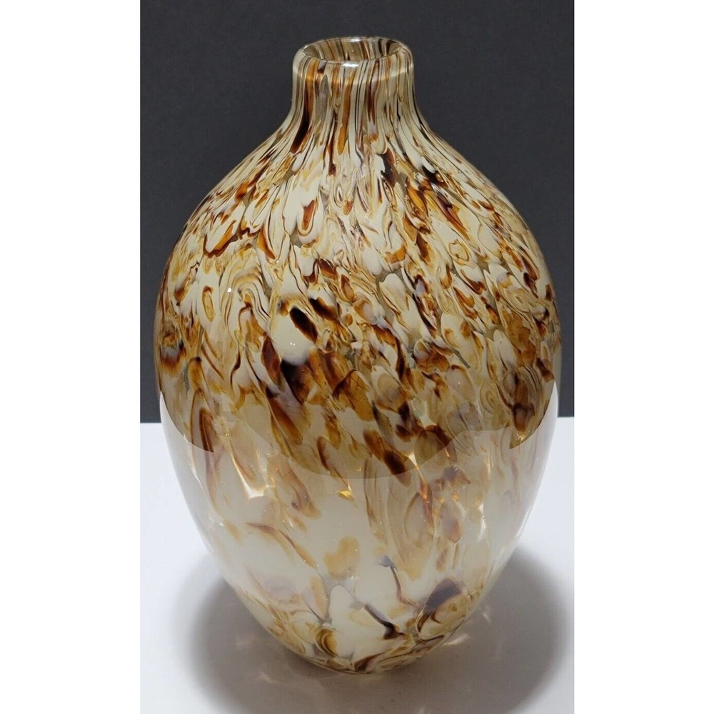 Manhattan Chic Caramel Late Swirled Glass Blown Vase Approx 13.5"T x 6.5"W
